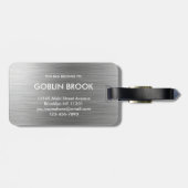 Elegant Silver Rectangular brushed metallic  ラゲッジタグ (裏面横)
