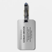 Elegant Silver Round brushed metallic Monogram ラゲッジタグ (裏面縦)