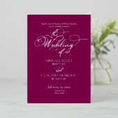 Elegant Silver Script on Wine Italy Destination 箔招待状 (立ち正面)