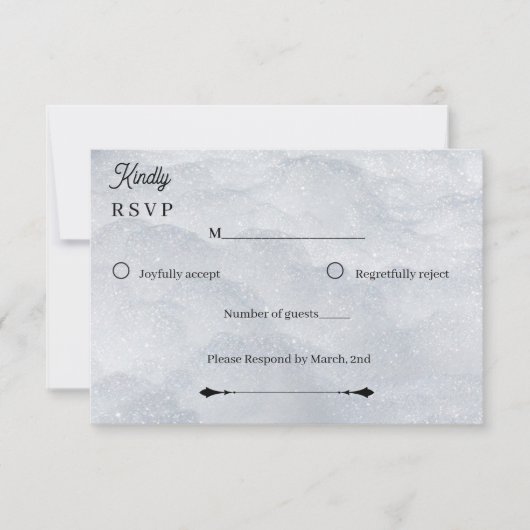 Elegant Silver Shimmering Filigree Response Card 出欠カード (正面)