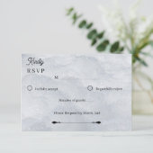 Elegant Silver Shimmering Filigree Response Card 出欠カード (スタンド正面)