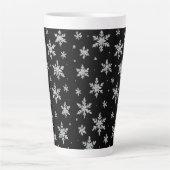 Elegant Silver Snowflake | Winter Holiday カフェラテマグ (正面)
