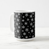 Elegant Silver Snowflake | Winter Holiday コーヒーマグカップ (正面左)