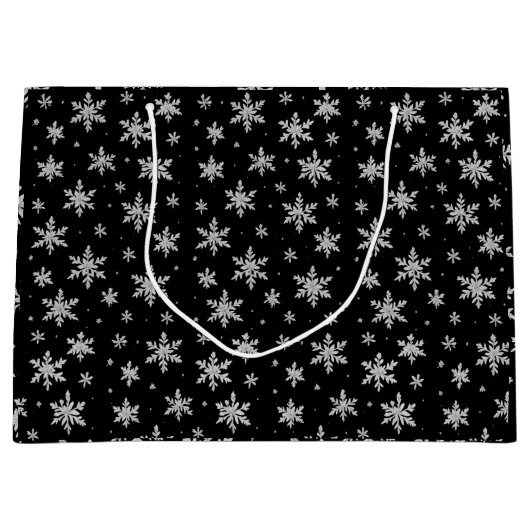 Elegant Silver Snowflake | Winter Holiday ラージペーパーバッグ (正面)
