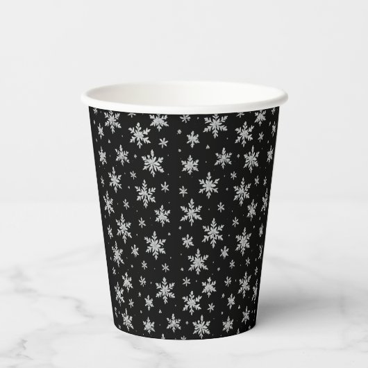 Elegant Silver Snowflake | Winter Holiday 紙コップ (裏面)