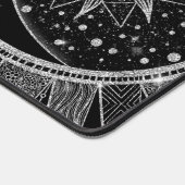 Elegant Silver Sun Moon Mandala Black Design デスクマット (コーナー)