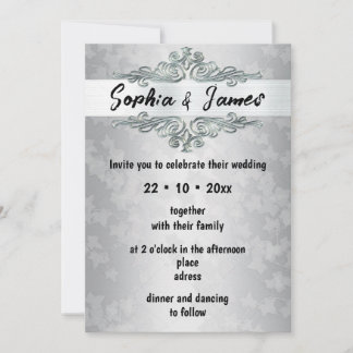Elegant Silver Wedding Invitation – Custom card 招待状