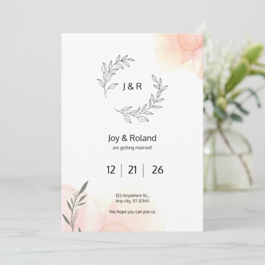  Elegant Simple 招待状 (スタンド正面)