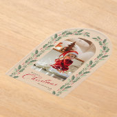 Elegant Simple Arch 1 Photo Christmas Holiday Card アクリル招待状 (レイダウン)
