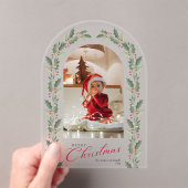 Elegant Simple Arch 1 Photo Christmas Holiday Card アクリル招待状 (インサイチュ (ポータブル))