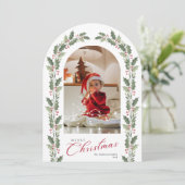 Elegant Simple Arch 1 Photo Christmas Holiday Card 招待状 (スタンド正面)
