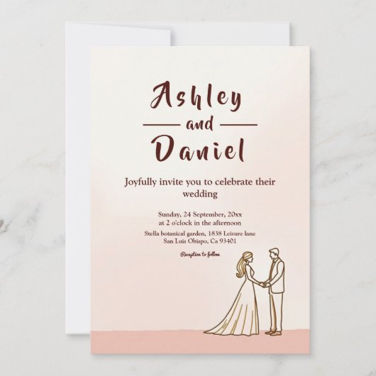 Elegant Simple Black And White Bride Groom Wedding 招待状 (正面)