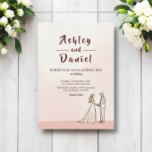 Elegant Simple Black And White Bride Groom Wedding 招待状