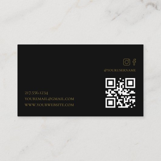 Elegant Simple Black Gold Accent Business Card 名刺 (裏面)