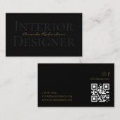 Elegant Simple Black Gold Accent Business Card 名刺 (正面/裏面)