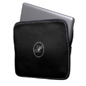 Elegant Simple Black Minimalist Monogram ラップトップスリーブ (正面左)