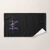 Elegant Simple Black Purple Monogram Script Name ハンドタオル (ハンドタオル)