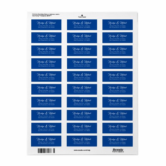 Elegant Simple Blue Return Address Labels ラベル (フルシート)
