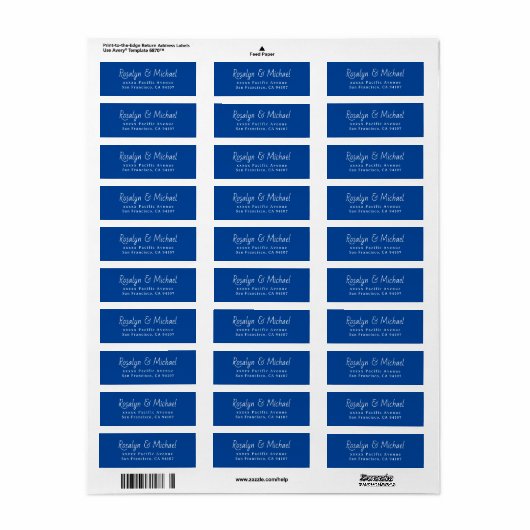 Elegant Simple Blue Return Address Labels ラベル (フルシート)