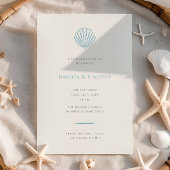 Elegant Simple Blue Seashell Wedding invitation 招待状
