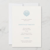 Elegant Simple Blue Seashell Wedding invitation 招待状 (正面)