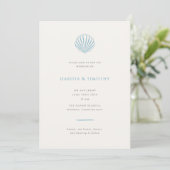 Elegant Simple Blue Seashell Wedding invitation 招待状 (スタンド正面)