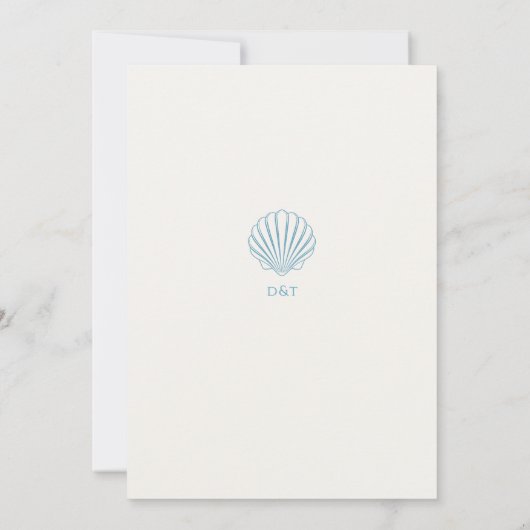 Elegant Simple Blue Seashell Wedding invitation 招待状 (裏面)