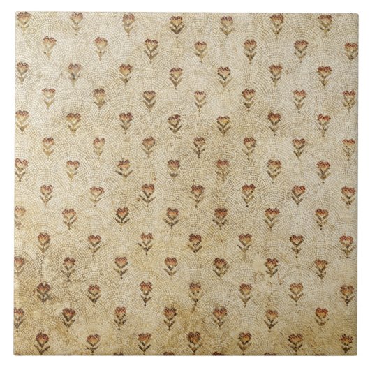 ELEGANT SIMPLE BYZANTINE MOSAIC FLOWERS Antique  タイル (正面)
