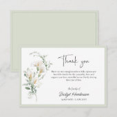 Elegant Simple Calla Lily Eucalyptus Sympathy サンキューカード (正面/裏面)