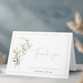 Elegant Simple Calla Lily Eucalyptus Sympathy サンキューカード