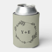 Elegant Simple Cement Grey Monogrammed Wedding 缶クーラー (缶正面)