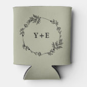 Elegant Simple Cement Grey Monogrammed Wedding 缶クーラー (正面)