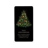 Elegant Simple Christmas Tree Return Address ラベル (正面)
