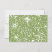 Elegant Simple Citrus Green Floral QR Code Wedding 出欠カード (裏面)