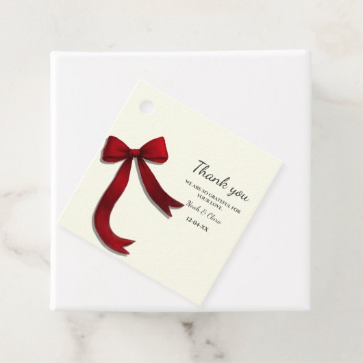 Elegant Simple Classic Minimalist Red Bow フェイバータグ (インサイチュ)