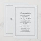 Elegant Simple Classic White Wedding Accommodation 招待状 (正面/裏面)