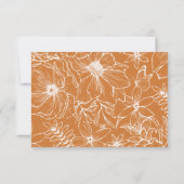 Elegant Simple Copper Floral QR Code Wedding 出欠カード (裏面)