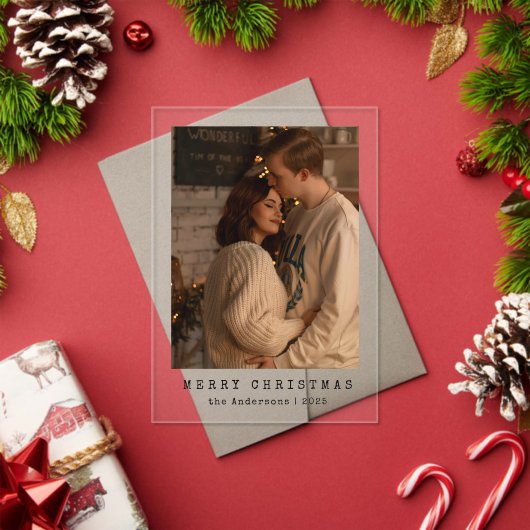 Elegant Simple Couple Photo Christmas Card アクリル招待状 (インサイチュ (クリスマス))