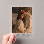 Elegant Simple Couple Photo Christmas Card アクリル招待状 (インサイチュ (ポータブル))