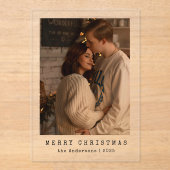 Elegant Simple Couple Photo Christmas Card アクリル招待状 (正面)