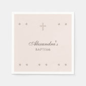 Elegant Simple Cross Christening Christian Baptism スタンダードカクテルナプキン (正面)