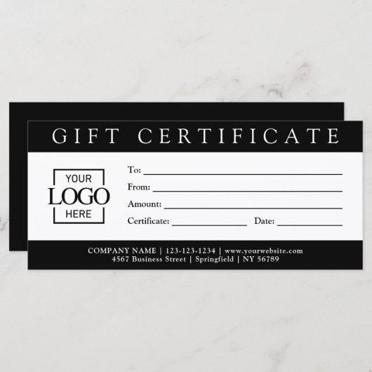 Elegant Simple Custom Business Gift Certificate (正面/裏面)