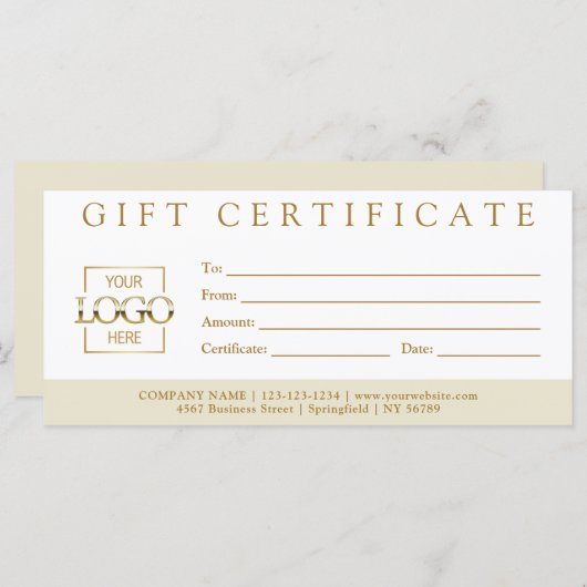 Elegant Simple Custom Business Gift Certificate (正面/裏面)