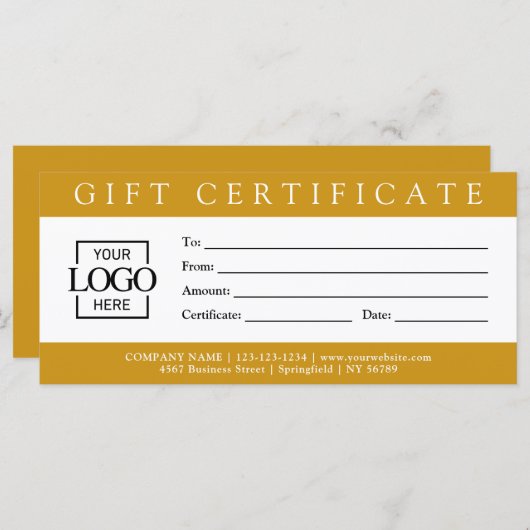 Elegant Simple Custom Business Gift Certificate wi (正面/裏面)