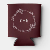 Elegant Simple Deep Burgundy Monogrammed Wedding 缶クーラー (正面)