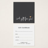 Elegant  Simple Deep Dark Grey Faux Gold Heart  (正面&裏面)