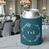 Elegant Simple Deep Teal Monogrammed Wedding 缶クーラー