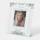 Elegant Simple Eucalyptus Photo In loving memory 台座サイン (正面)