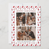 Elegant Simple Frame Christmas Family 3 Photo シーズンカード (正面)