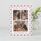 Elegant Simple Frame Christmas Family 3 Photo シーズンカード (スタンド正面)